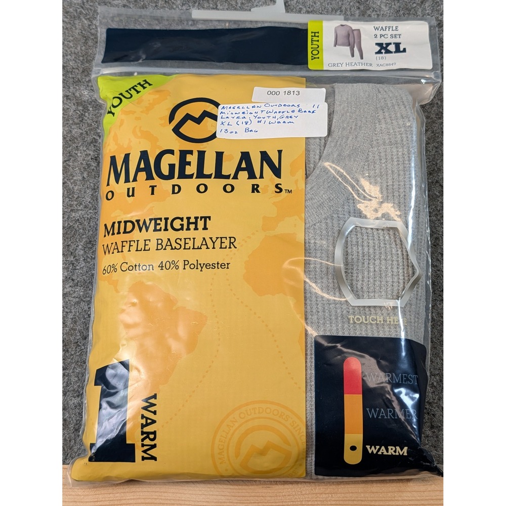 Magellan Outdoors Youth XL 18 Waffle Baselayer Set Grey Heather XAC8849 Thermal